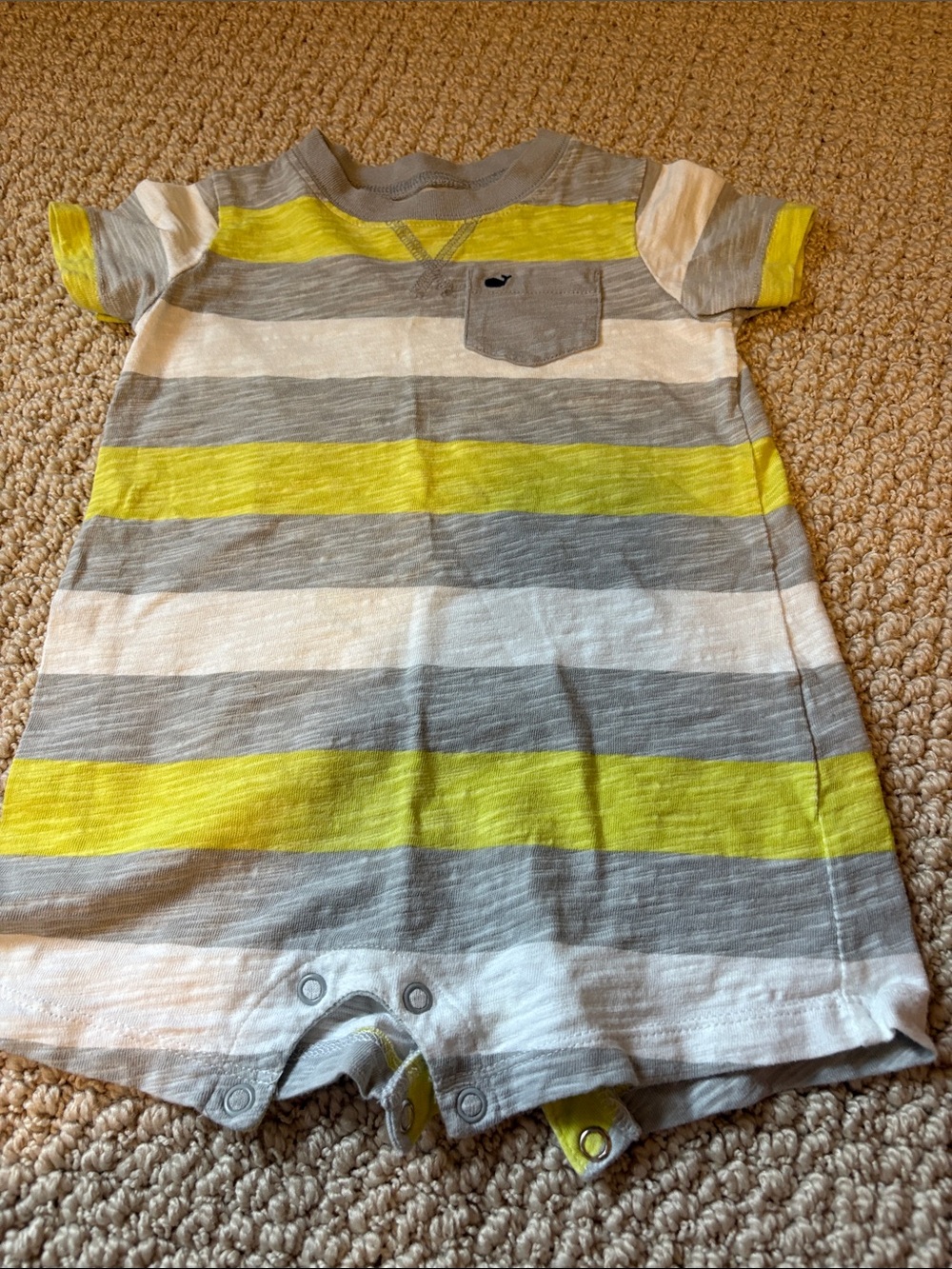 Carter's Striped One-Piece Bodysuit in Gray, Yellow, White 12 M